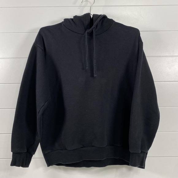 Everlane Hoodie Mens Medium Black Pullover Sweatshirt Side Slit Pocket Minimal - Picture 1 of 10